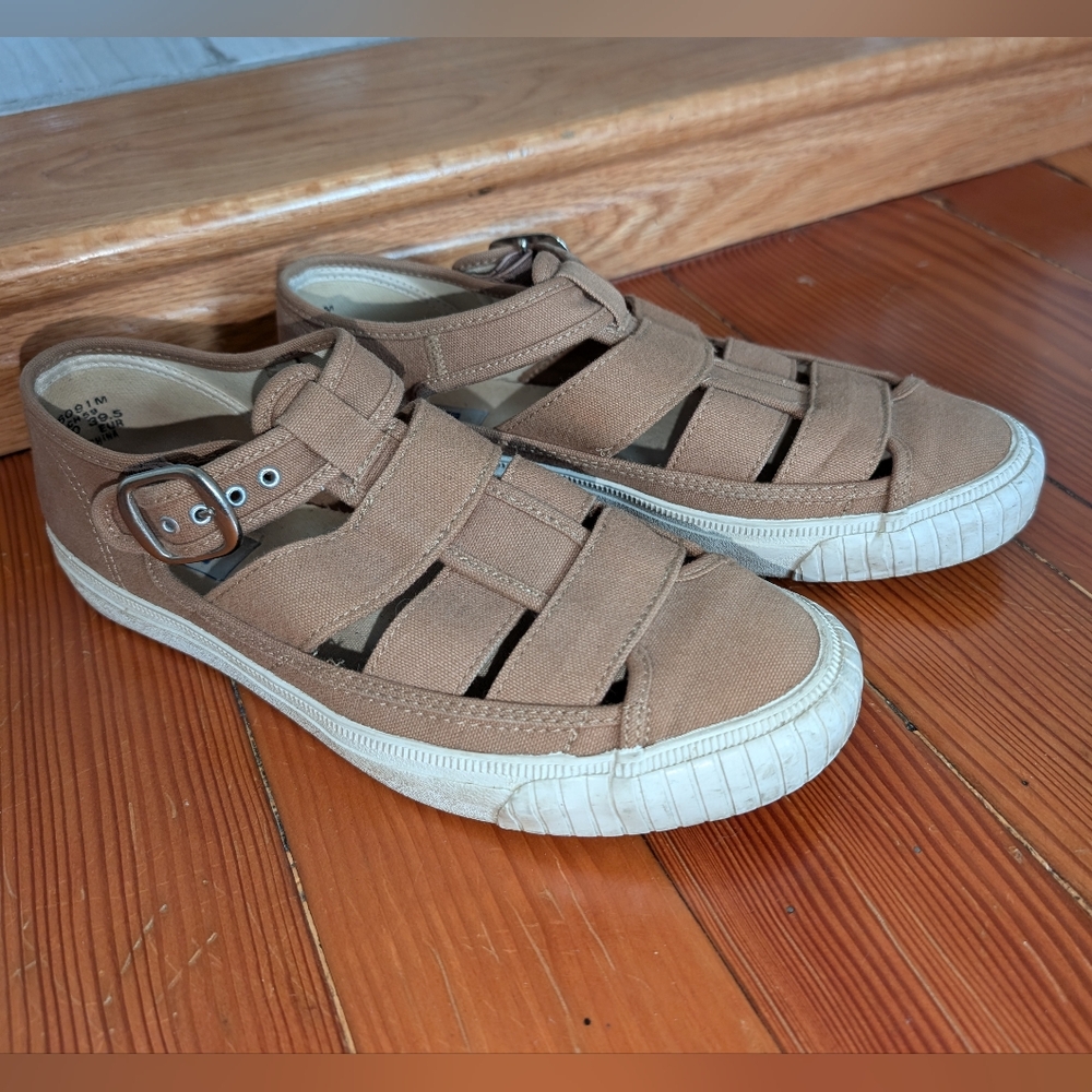 Keds Woven Canvas Sneakers - Women's 8.5 - fisherman basket weave buckle tan